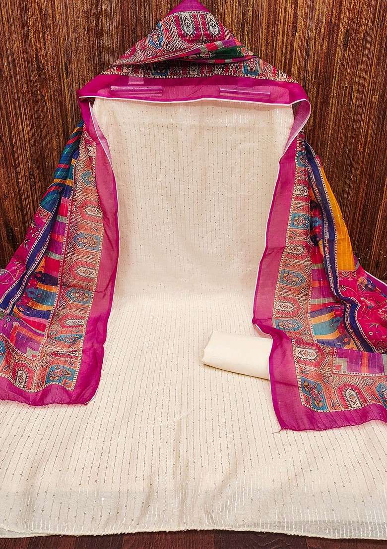 White Sequin Work Blended Straight Kurta Set - Indya
