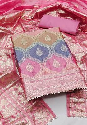 Pink Embellished Organza Kurta Set