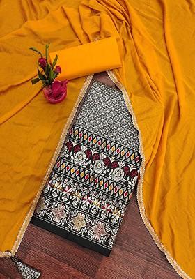 Black Woven Poly Blend Kurta Set