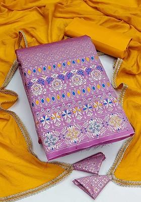 Pink Woven Poly Blend Kurta Set