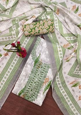 White Printed Poly Blend Kurta Set