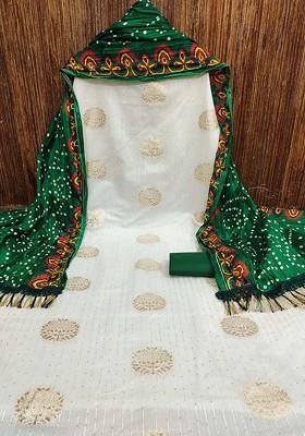 White Woven Poly Blend Kurta Set