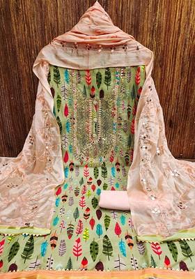 Green Embellished Poly Blend Kurta Set