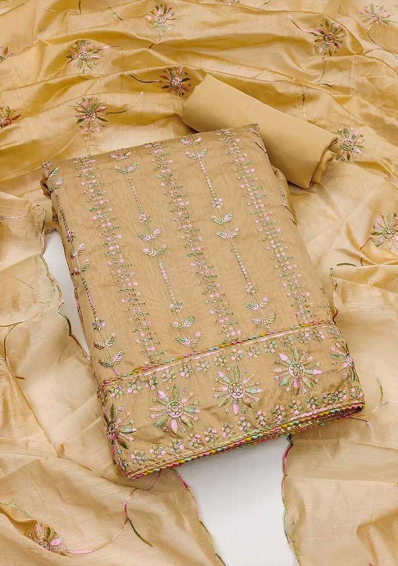 Yellow Embroidered Blended Straight Kurta Set - Indya