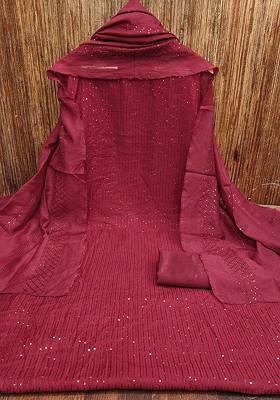 Maroon Embellished Poly Blend Kurta Set