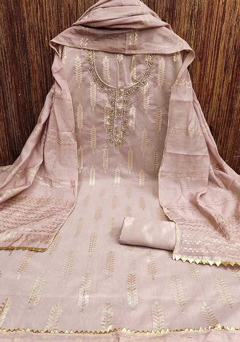 Purple Woven Poly Blend Kurta Set