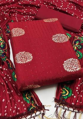 Maroon Embellished Poly Blend Kurta Set