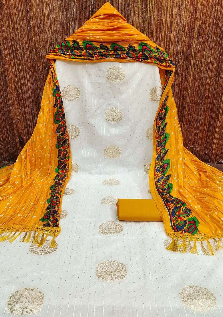 White Embroidered Blended Straight Kurta Set - Indya