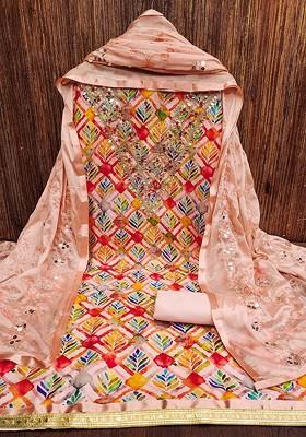 Red Floral Print Poly Blend Kurta Set