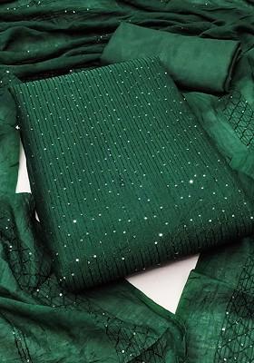 Green Embellished Poly Blend Kurta Set