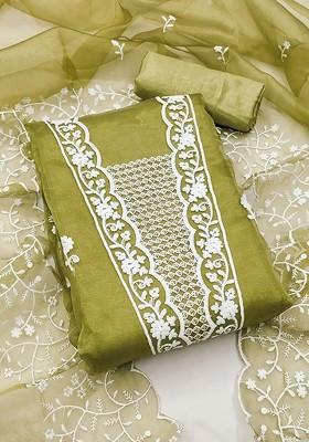 Lime Green Embroidered Poly Blend Kurta Set