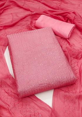 Pink Embellished Poly Blend Kurta Set