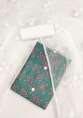 Green Printed Poly Blend Kurta Set