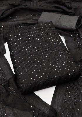 Black Embellished Poly Blend Kurta Set