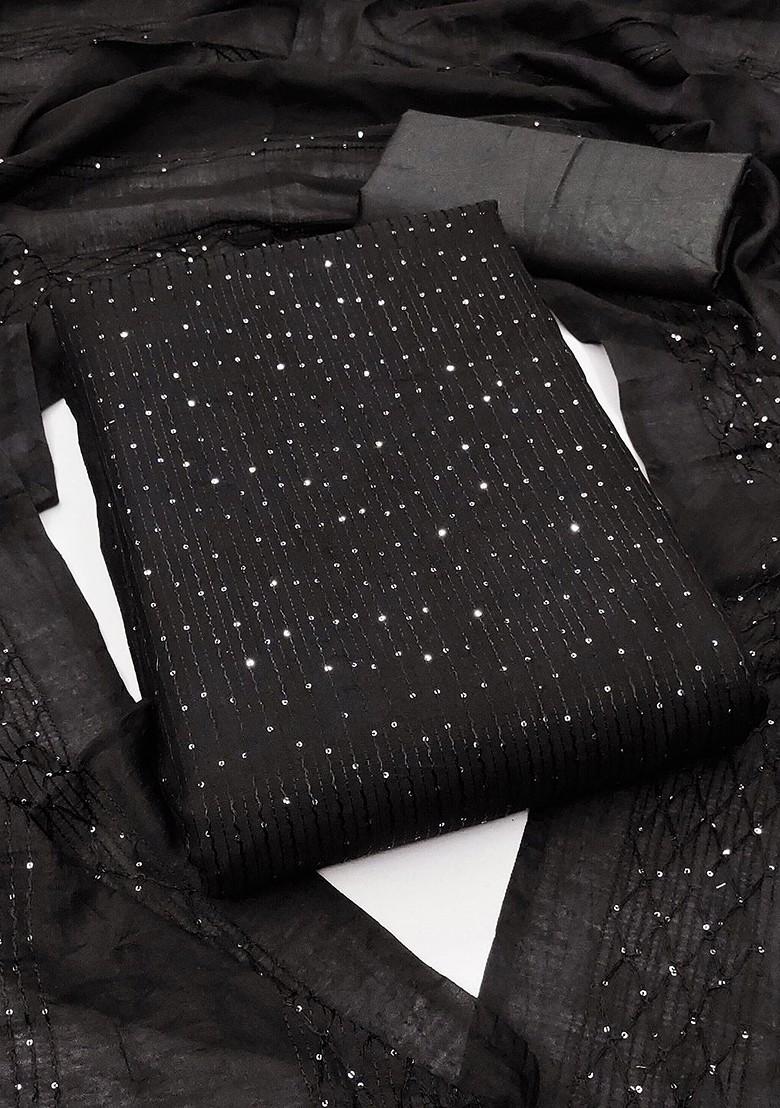 Black Embellished Poly Blend Kurta Set - Indya