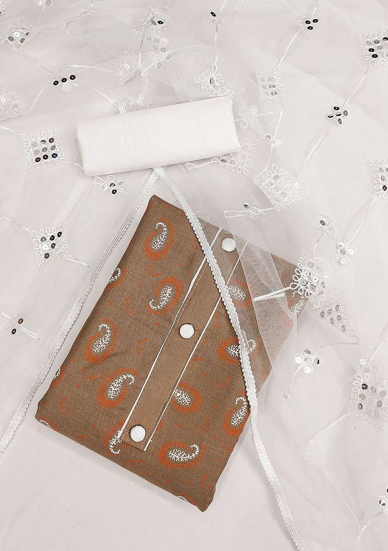 Brown Printed Blended Straight Kurta Set - Indya