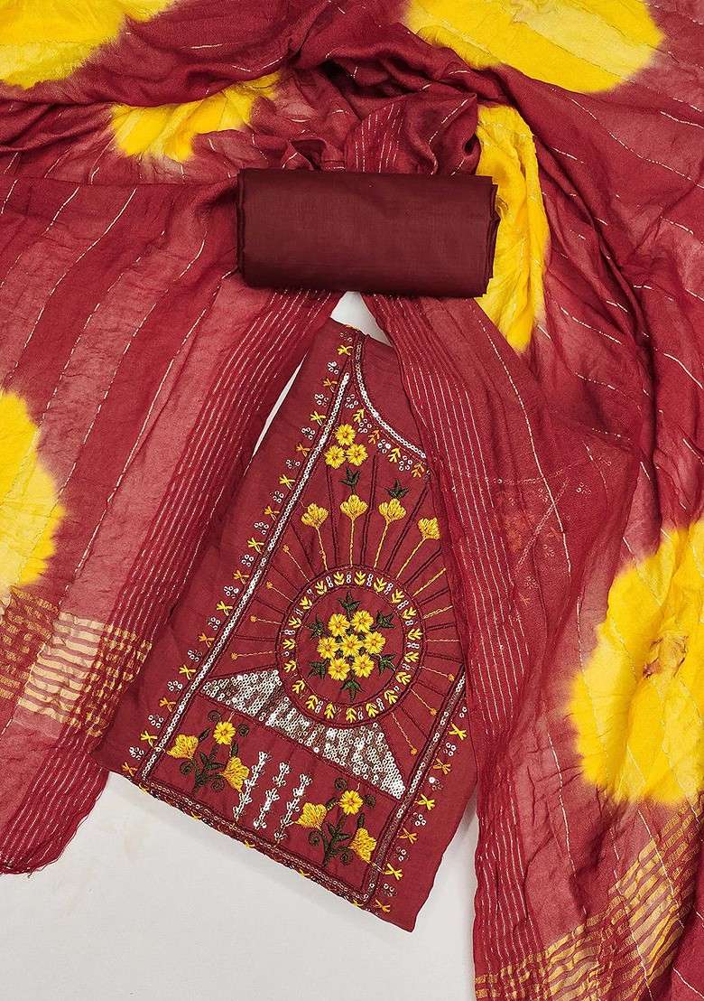 Maroon Embroidered Poly Blend Kurta Set - Indya