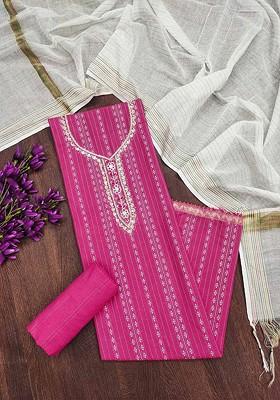 Pink Woven Poly Blend Kurta Set
