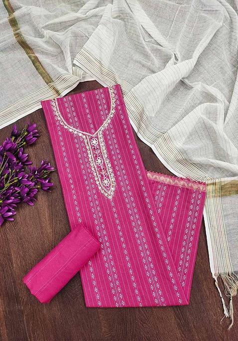 Pink Woven Poly Blend Kurta Set