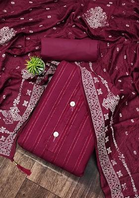 Maroon Embellished Poly Blend Kurta Set