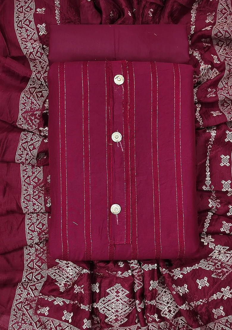 Maroon Embellished Poly Blend Kurta Set - Indya
