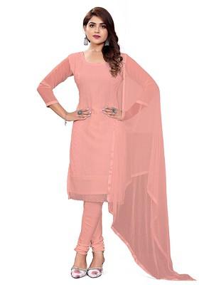 Peach Embroidered Silk Georgette Kurta Set