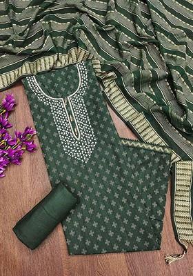 Green Embellished Poly Blend Kurta Set