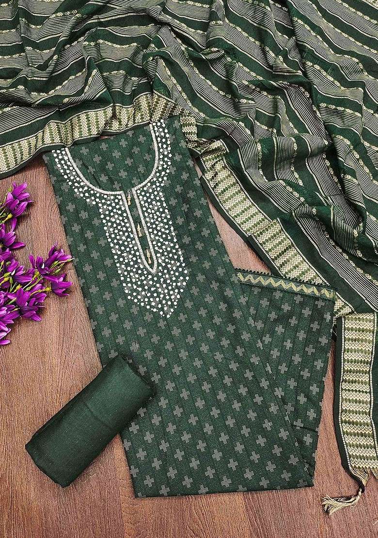 Green Printed Blended Straight Kurta Set - Indya