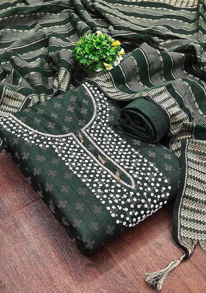 Green Printed Blended Straight Kurta Set - Indya