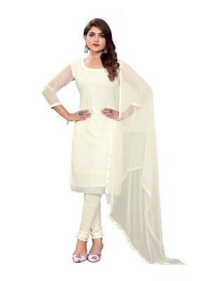 White Embroidered Poly Blend Kurta Set