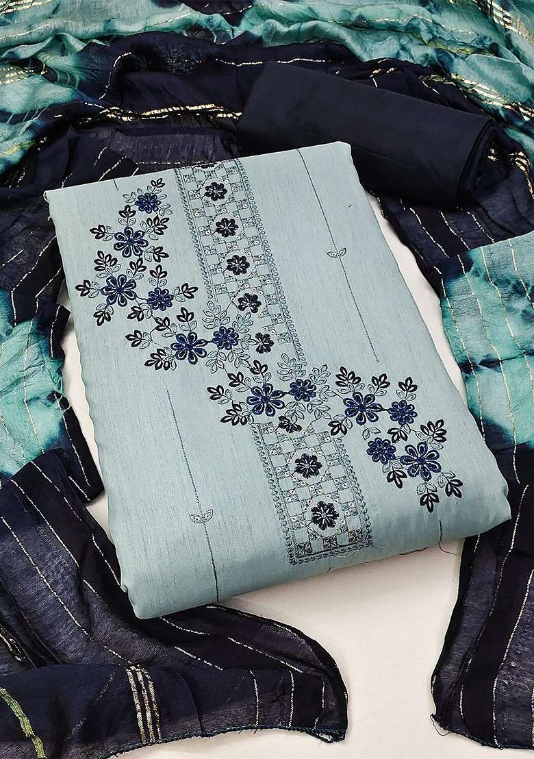 Sea Green Embroidered Poly Straight Kurta Set - Indya