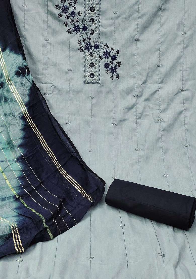 Sea Green Embroidered Poly Straight Kurta Set - Indya