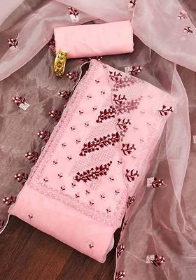 Pink Embroidered Organza Kurta Set