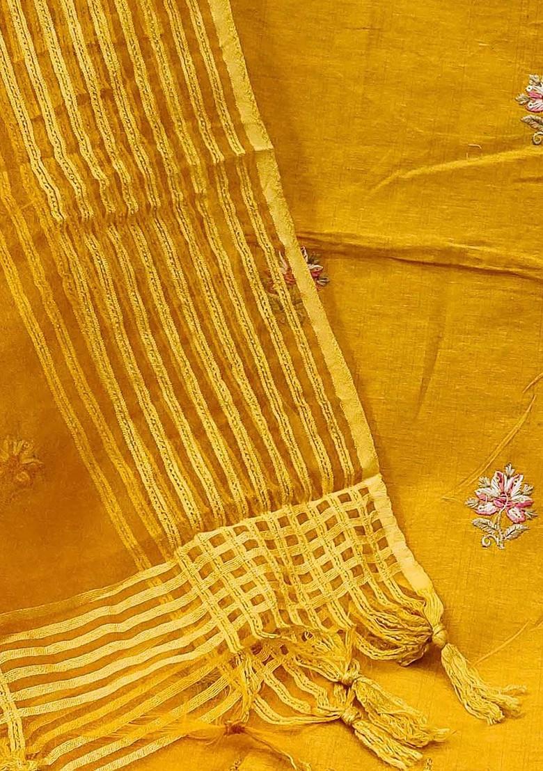 Yellow Embroidered Cotton Kurta Set
