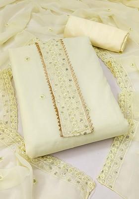 Yellow Embroidered Poly Blend Kurta Set