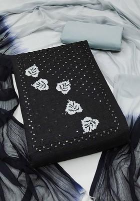 Black Embellished Poly Blend Kurta Set