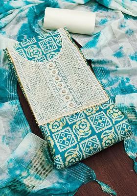 Blue Embroidered Poly Blend Kurta Set