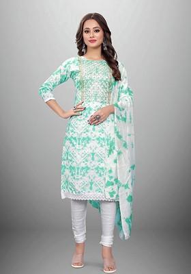 White Embroidered Poly Blend Kurta Set