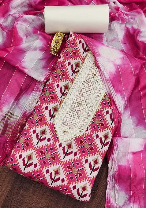 Pink Embroidered Poly Blend Kurta Set