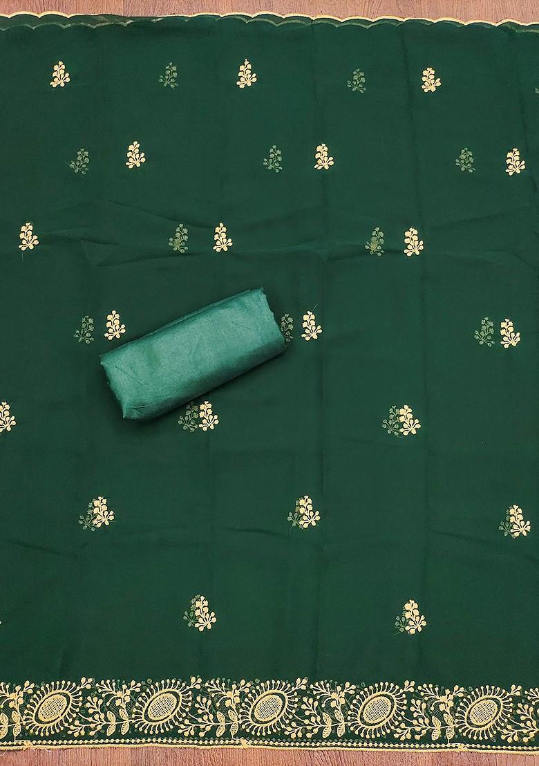 Green Embroidered Poly Blend Kurta Set - Indya