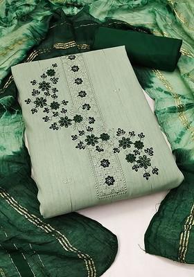 Lime Green Embroidered Poly Blend Kurta Set