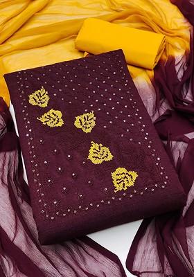 Magenta Embellished Poly Blend Kurta Set