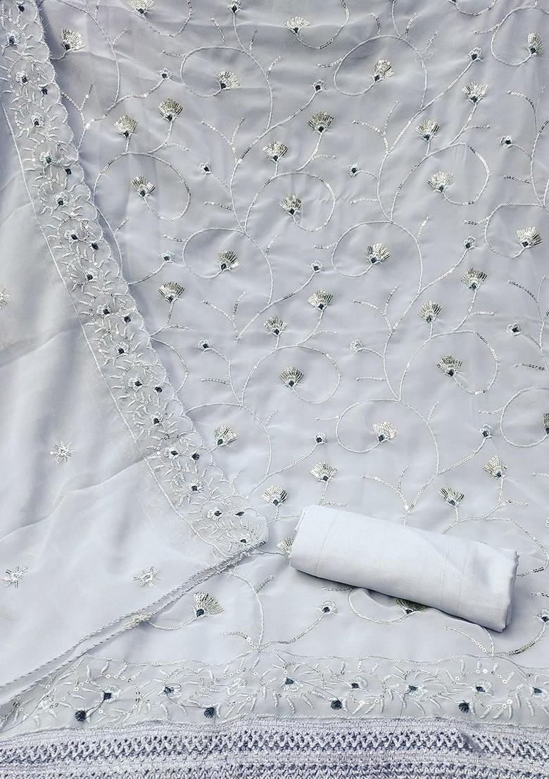 Grey Embroidered Poly Blend Kurta Set - Indya