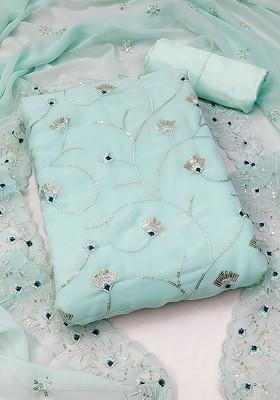 Sea Green Embroidered Poly Blend Kurta Set