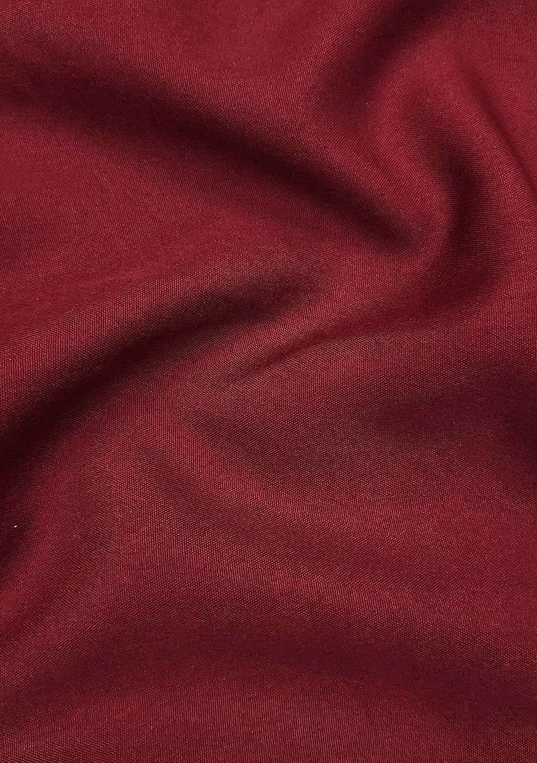 Maroon Embroidered Blended Straight Kurta Set - Indya