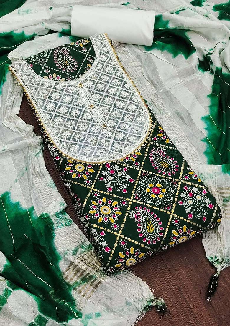 Green Embroidered Blended Straight Kurta Set - Indya