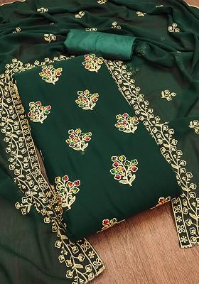 Green Embroidered Poly Blend Kurta Set
