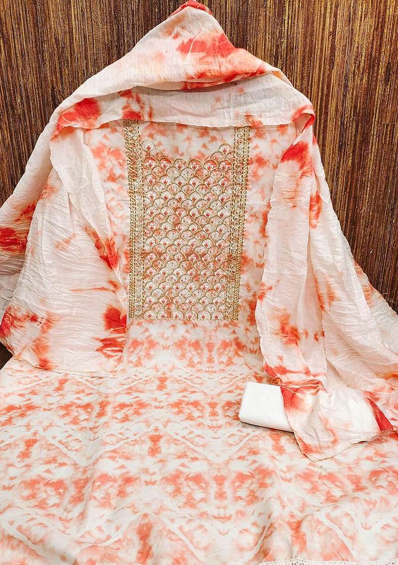 White Printed Blended Straight Kurta Set - Indya