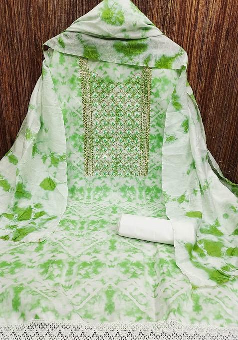 Green Embroidered Poly Blend Kurta Set