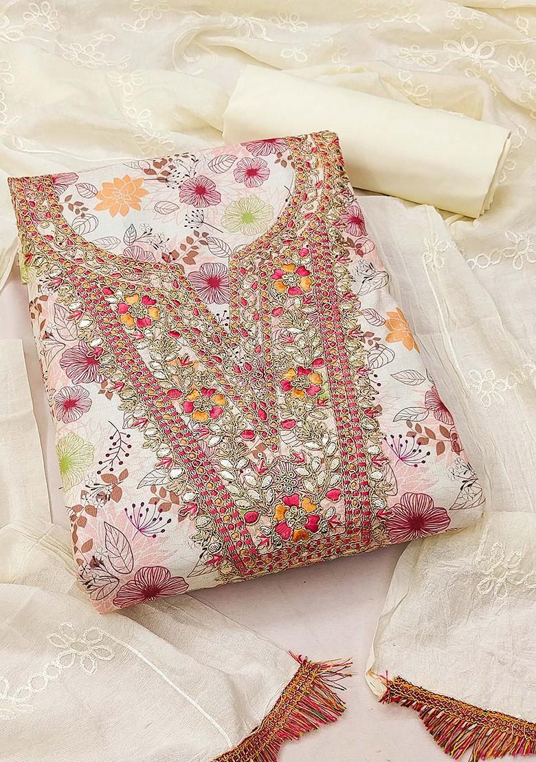 Beige Embroidered Poly Blend Kurta Set - Indya